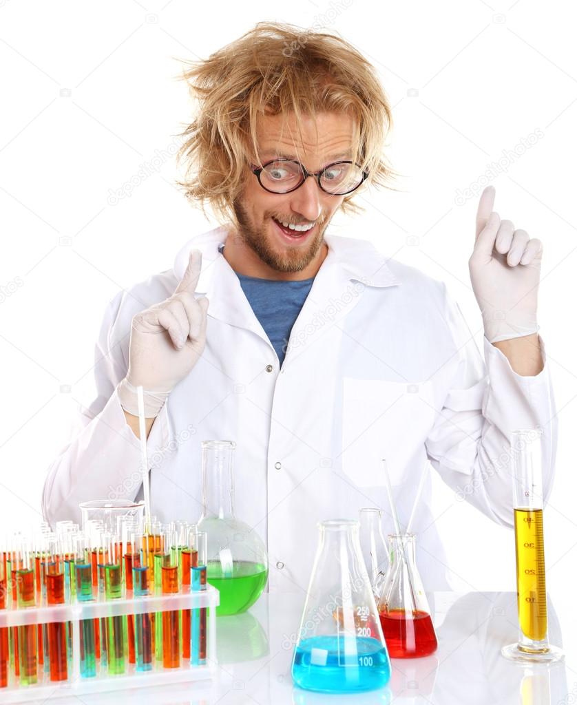 Crazy scientist with tubes