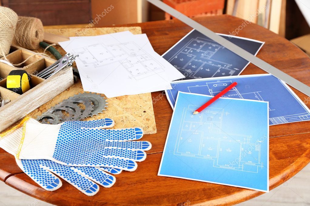 Working tools on table