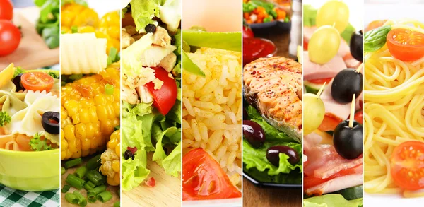 Collage of delicious food close-up — Stok fotoğraf