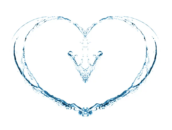 Rozpryski wody w kształcie serca, na białym tle — Zdjęcie stockowe