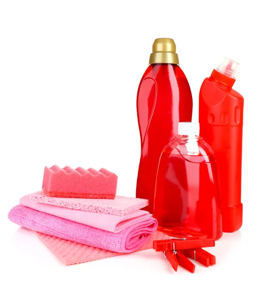 Cleaning products isolated on white — Stock Photo, Image