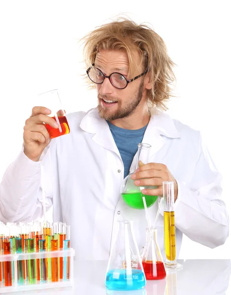 Šílený vědec s trubicemi — Stock fotografie