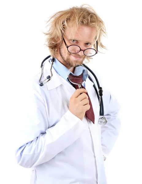Lustiger Arzt mit Brille — Stockfoto