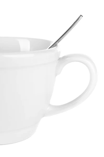 Leere Tasse mit Teelöffel — Stockfoto