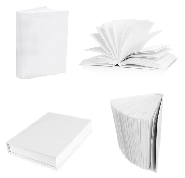Collage of white empty books — Stock Photo, Image