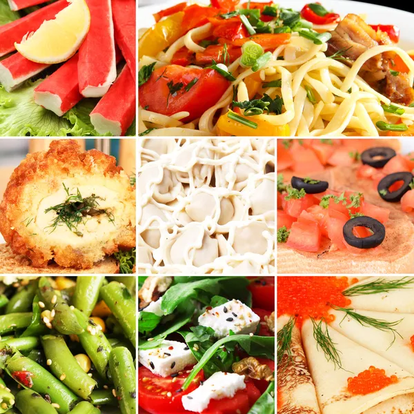 Collage of delicious food close-up — Stockfoto