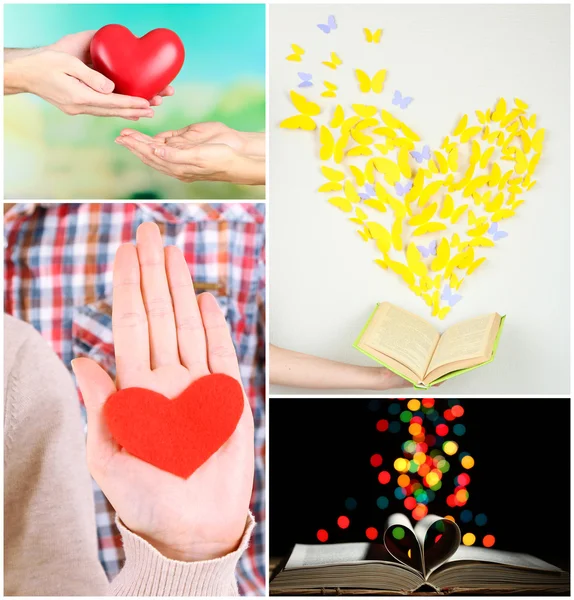 Collage of pictures with different hearts — Stock Photo, Image