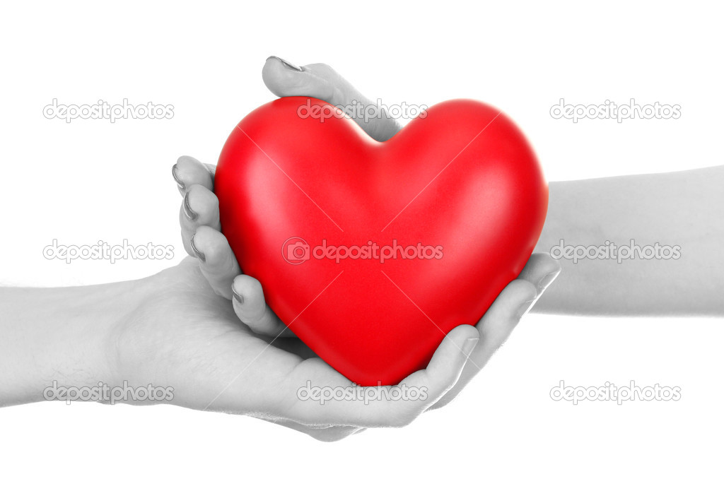 Red heart in hands
