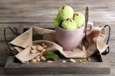 Tasty pistachio ice cream clipart