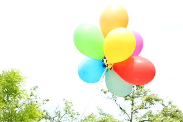 Balloons flying in park — Stock Photo, Image