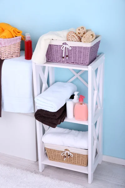 Shelves in bathroom interior — Stock Photo, Image