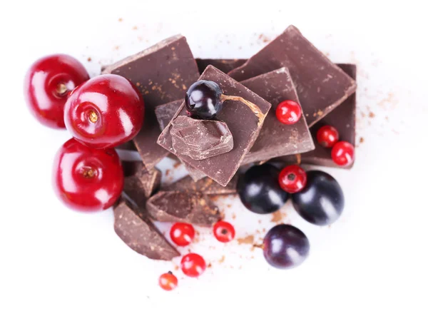 Nyári bogyós gyümölcsök és csokoládé — Stock Fotó