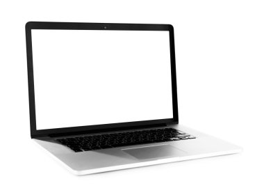 Beyaz üzerine tek Laptop