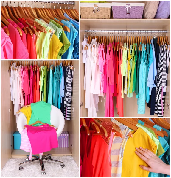 Garderobe met kleren collage — Stockfoto