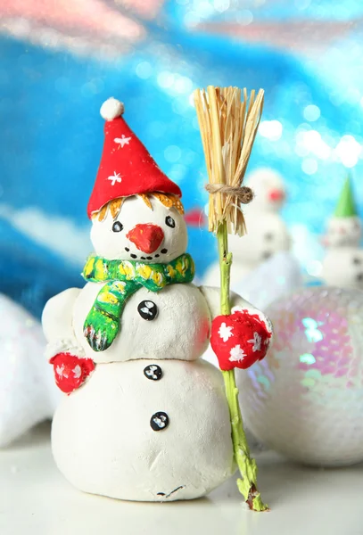 Beautiful snowman and Christmas decor — Stock Photo, Image