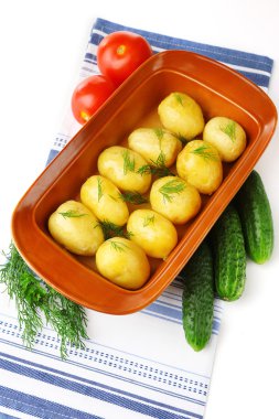haşlanmış patates, genç yakın çekim 