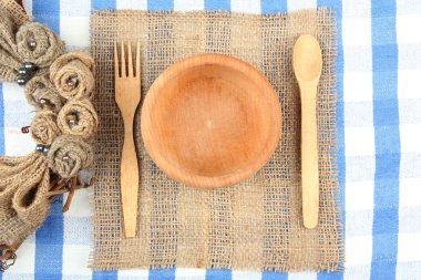 tabak, çatal ve kaşık rustik Tablo ayarı