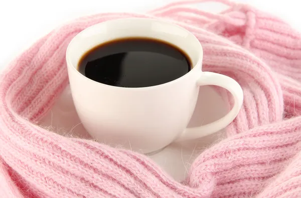 Tazza di caffè con sciarpa primo piano — Foto Stock