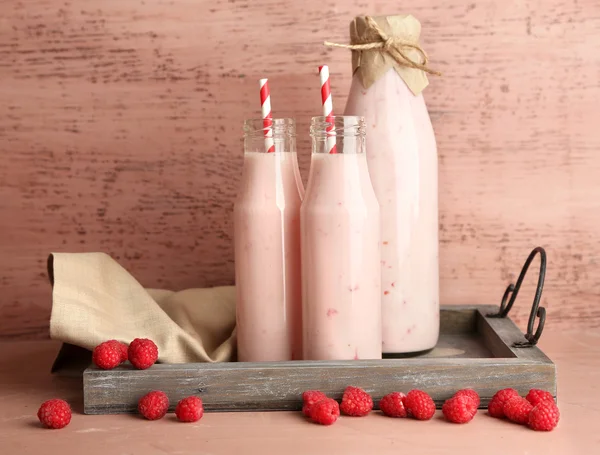 Raspberry smoothie drinks — Stock Photo, Image