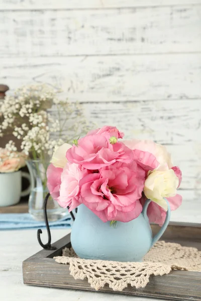 Eustoma flowers in vase — Stock Photo, Image