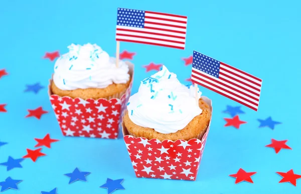 Amerikanska patriotiska holiday cupcakes — Stockfoto