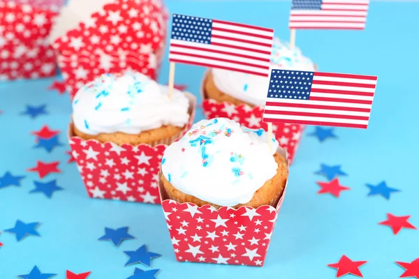 Amerikaanse patriottische vakantie cupcakes — Stockfoto