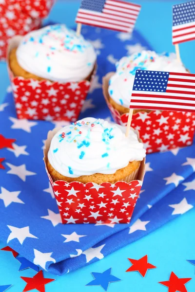 American patriotic holiday cupcakes Royalty Free Stock Photos