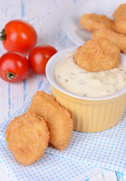 Chicken nuggets with sauce — Stock Photo, Image