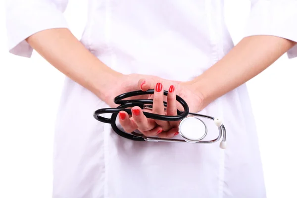 Médecin avec stéthoscope dans les mains — Photo