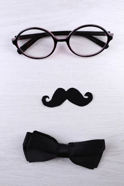 Glasses, mustache and bow tie — Stock Photo, Image