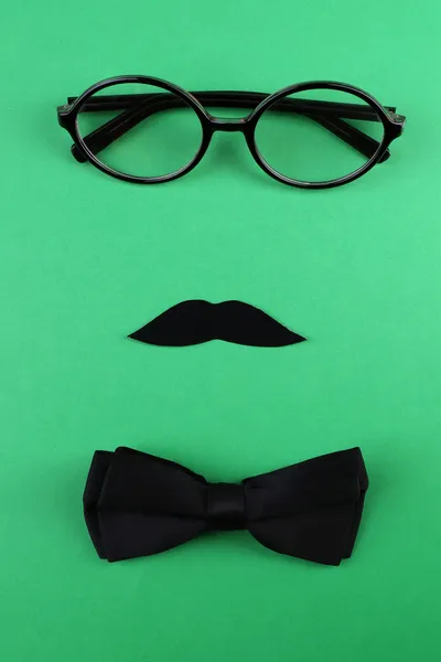 Glasses, mustache and bow tie — Stock Photo, Image