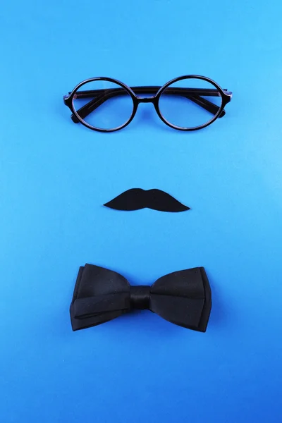 Brille, Schnurrbart und Fliege — Stockfoto