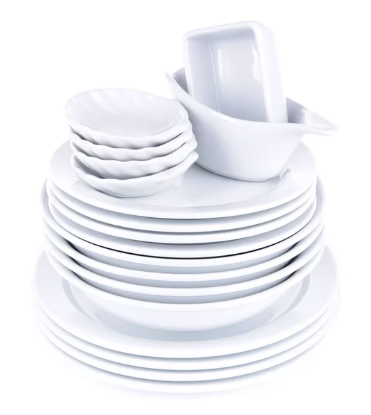 Vaisselle blanche et ustensiles de cuisine — Photo