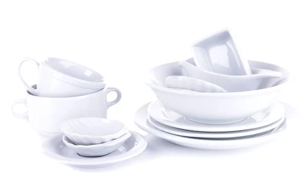 White crockery and kitchen utensils — Stock Photo, Image