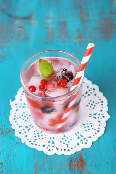 Cold cocktail with forest berries — Stock Photo, Image