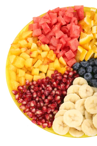 Frutas fatiadas no prato, close-up — Fotografia de Stock