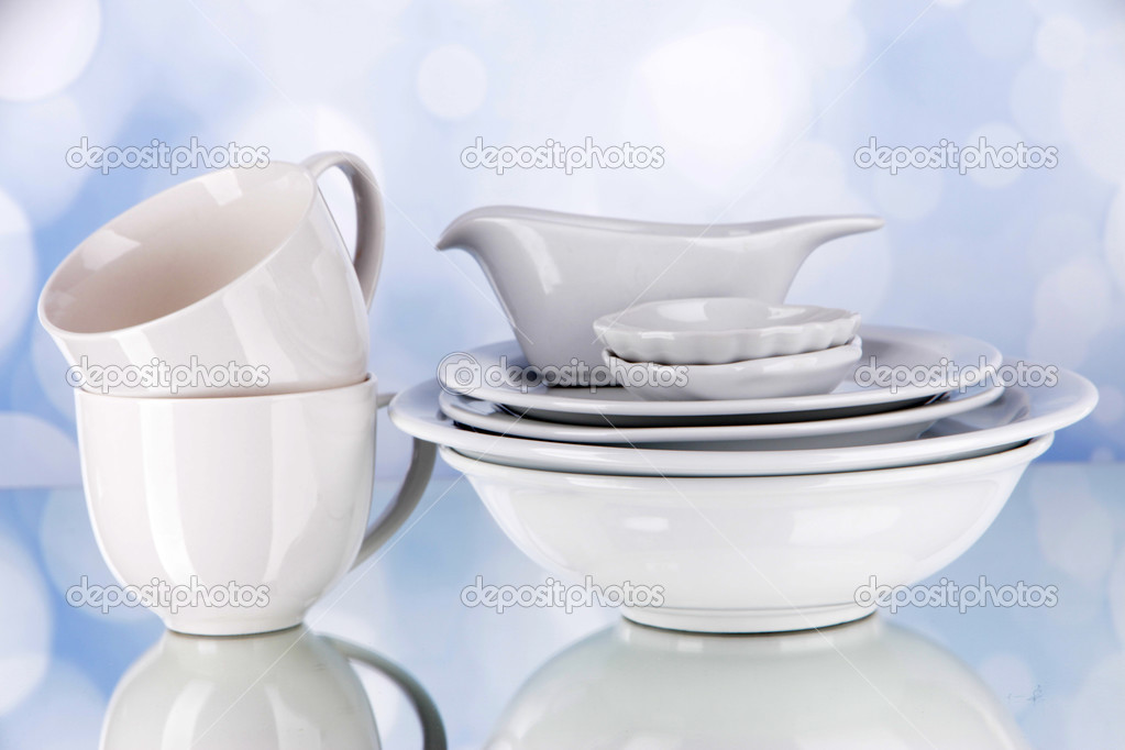 White crockery and kitchen utensils — Stock Photo © belchonock 50838887
