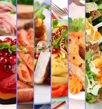 Collage of delicious food close-up
