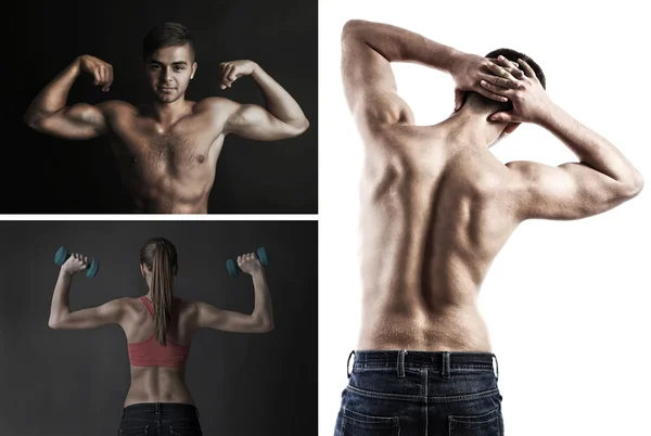 Collage with muscular people — Stock Photo, Image