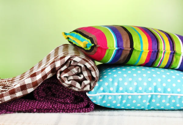 Plaids and color pillows — Stock Photo, Image