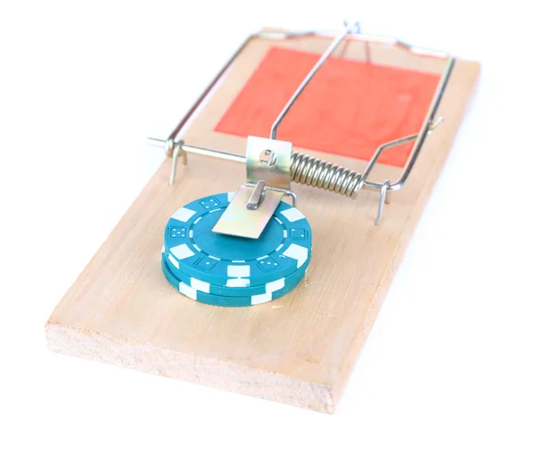 Mousetrap e chip de casino — Fotografia de Stock