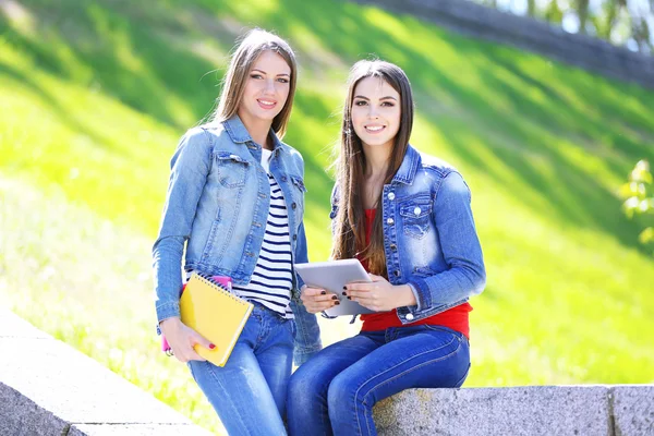 Estudantes felizes no parque — Fotografia de Stock