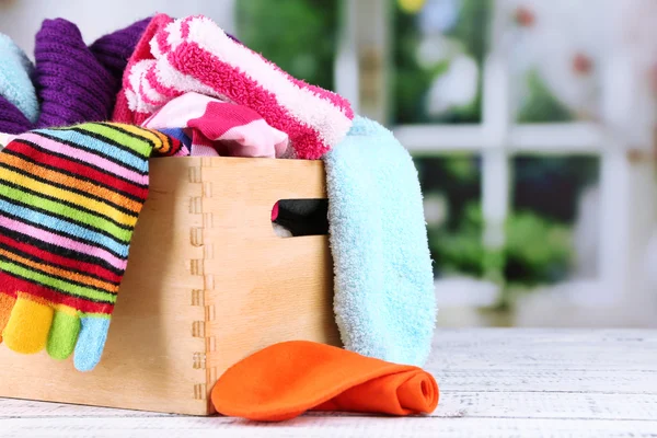 Multicoloured socks in box — Stock Photo, Image