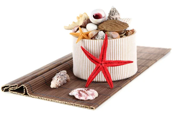 Witte doos vol met geschenken van de zee — Stockfoto