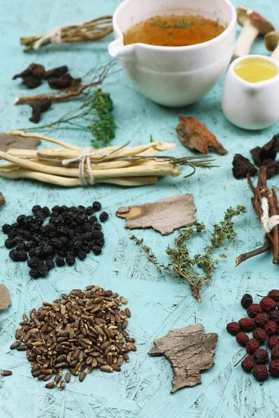 Traditionell kinesisk örtmedicin ingredienser, närbild — Stockfoto