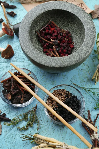 geleneksel Çin tıp bitkisel maddeler ile gerçek olmayan hiyeroglifler, yakın çekim