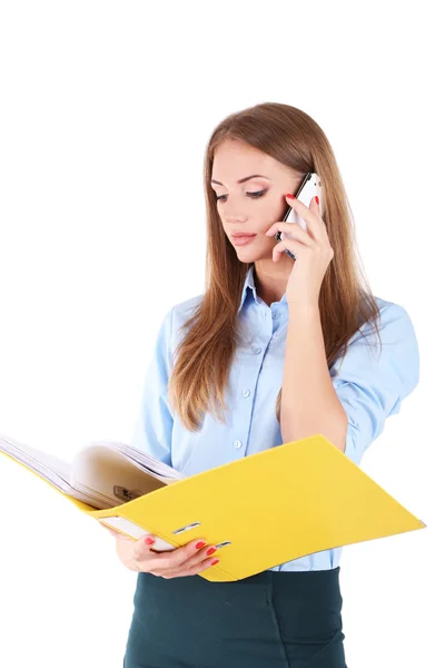 Mulher de negócios com telefone móvel — Fotografia de Stock