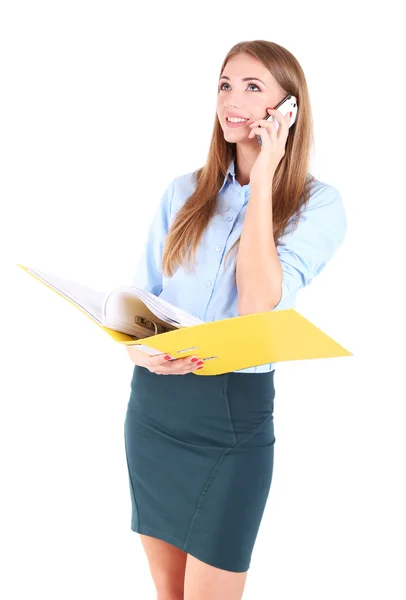 Femme d'affaires avec téléphone portable — Photo