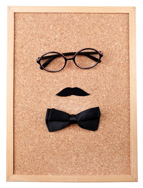 चश्मा, mustache और धनुष टाई आदमी चेहरा बनाने — स्टॉक फ़ोटो, इमेज