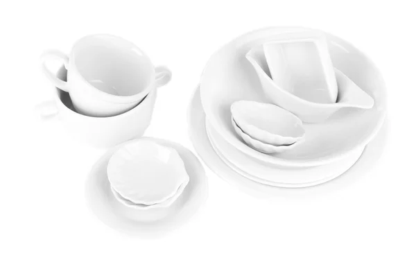 White crockery and kitchen utensils — Stock Photo, Image